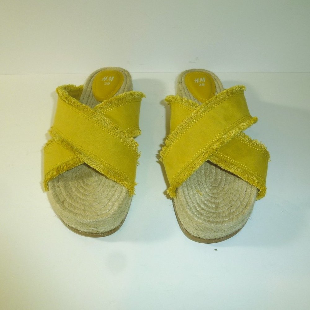 NWOB H&M Yellow Crisscross Espadrille Slides